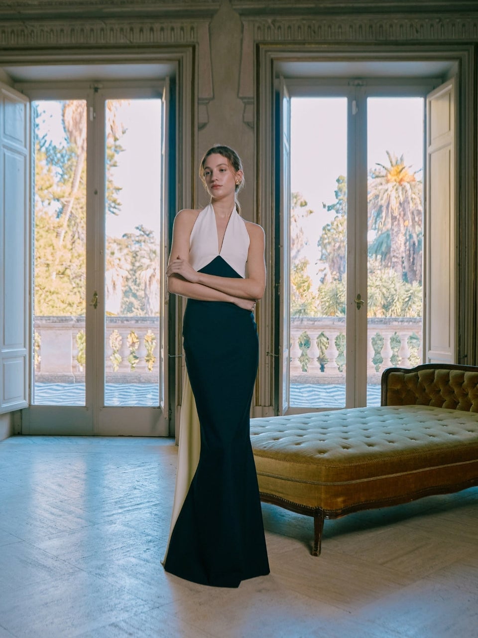 Black and White Halter Neck Mermaid Gown — Classy Theater Outfits