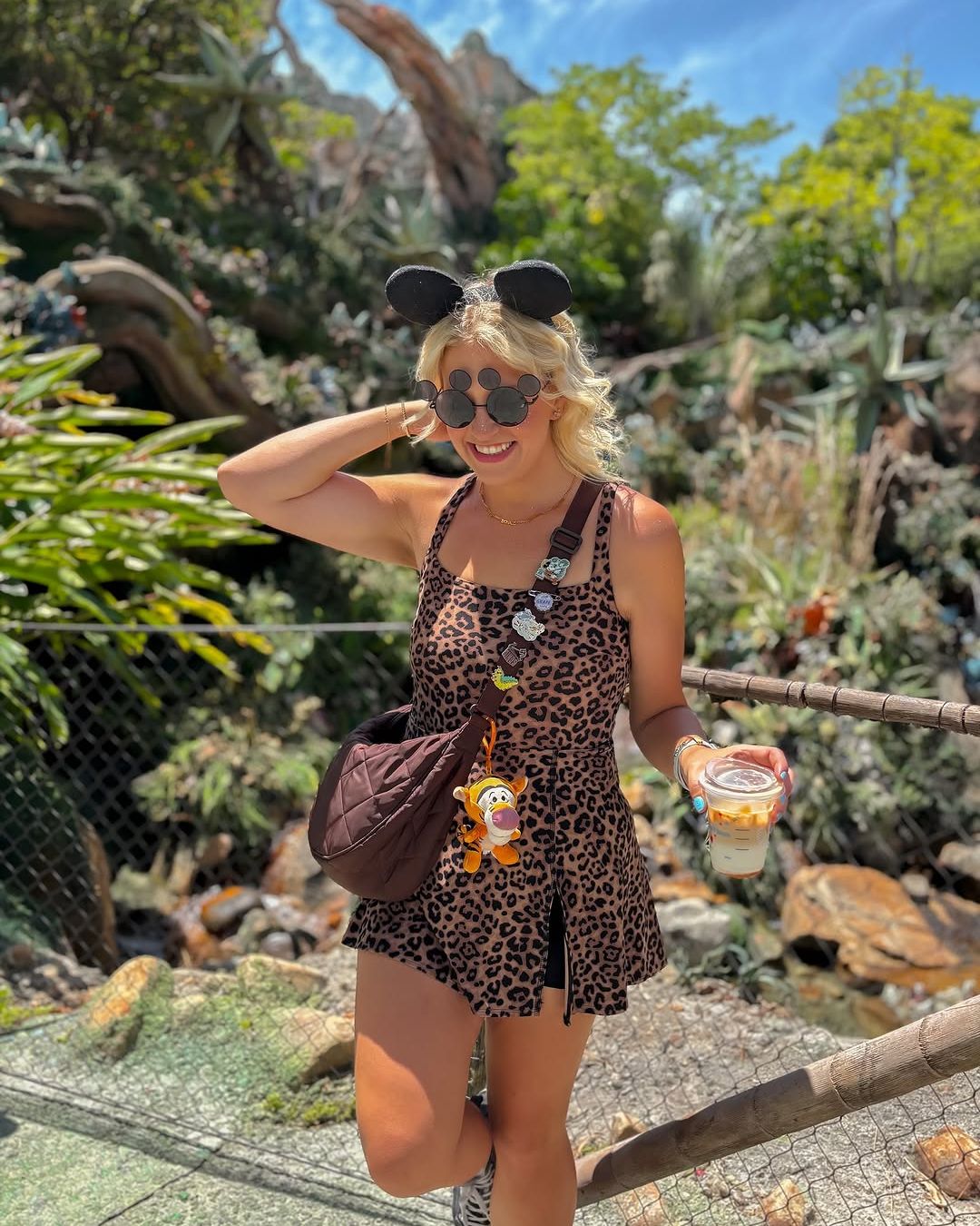 Leopard Print One-Piece and Mickey Mouse Ears Leopard Print One-Piece and Mickey Mouse Ears — Classy Theme Park Outfits