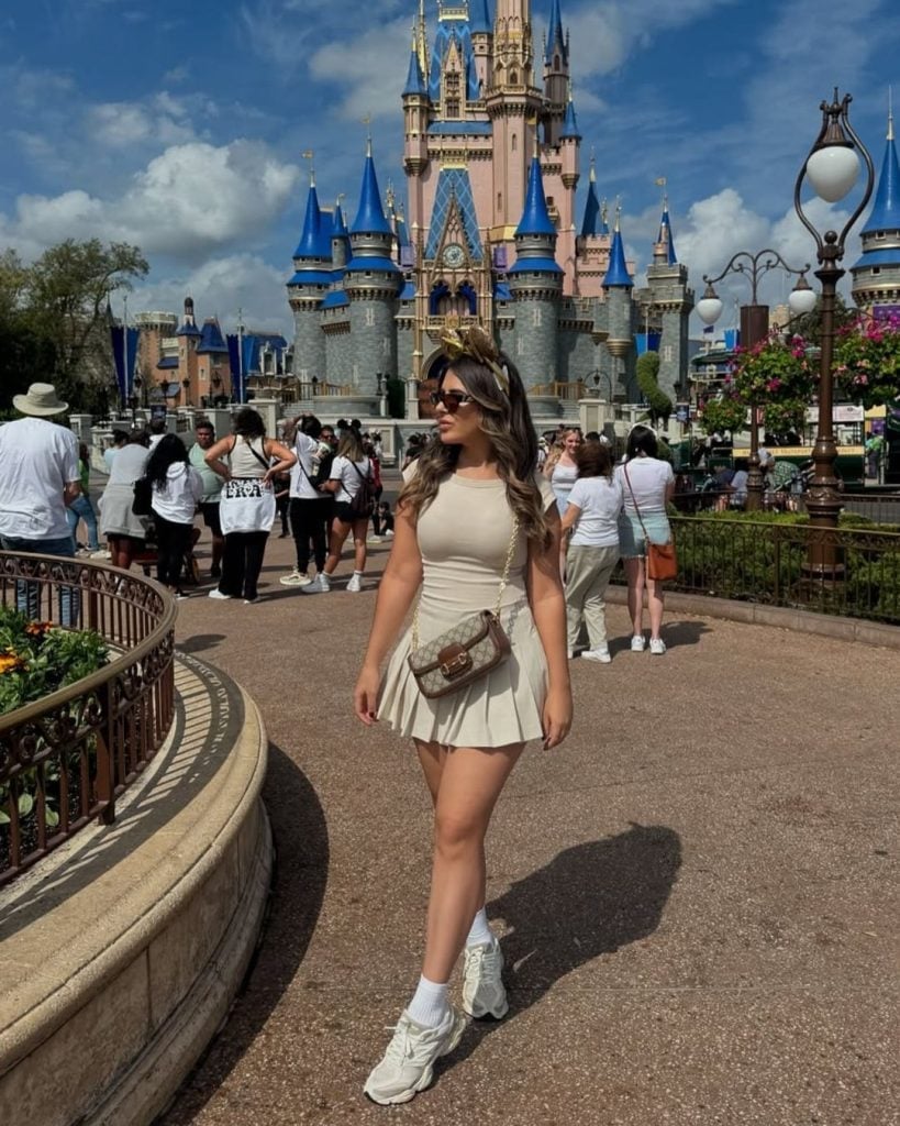 Neutral Beige Pleated Mini Dress Outfit Neutral Beige Pleated Mini Dress Outfit — Classy Theme Park Outfits