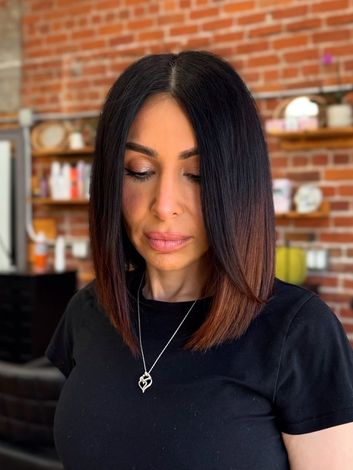 Collarbone Lob With Balayage Highlights Collarbone Lob With Balayage Highlights — Classy Thinning Hair