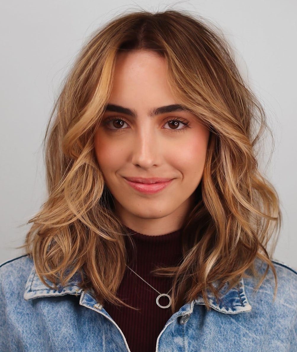 Shoulder Length With Curtain Bangs And Waves Shoulder Length With Curtain Bangs And Waves — Classy Thinning Hair