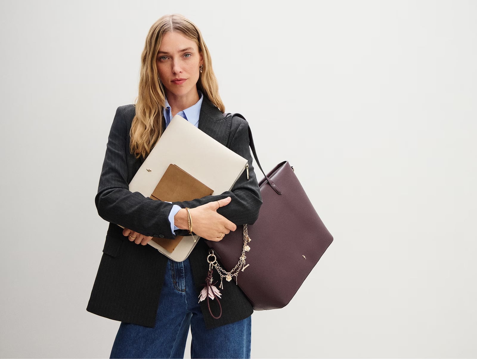 Burgundy Tote With Charms For Work — Classy Tote Bag Outfits