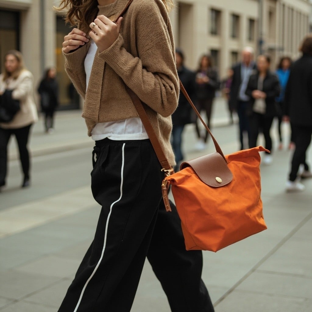 Orange Canvas Tote As Crossbody Bag — Classy Tote Bag Outfits