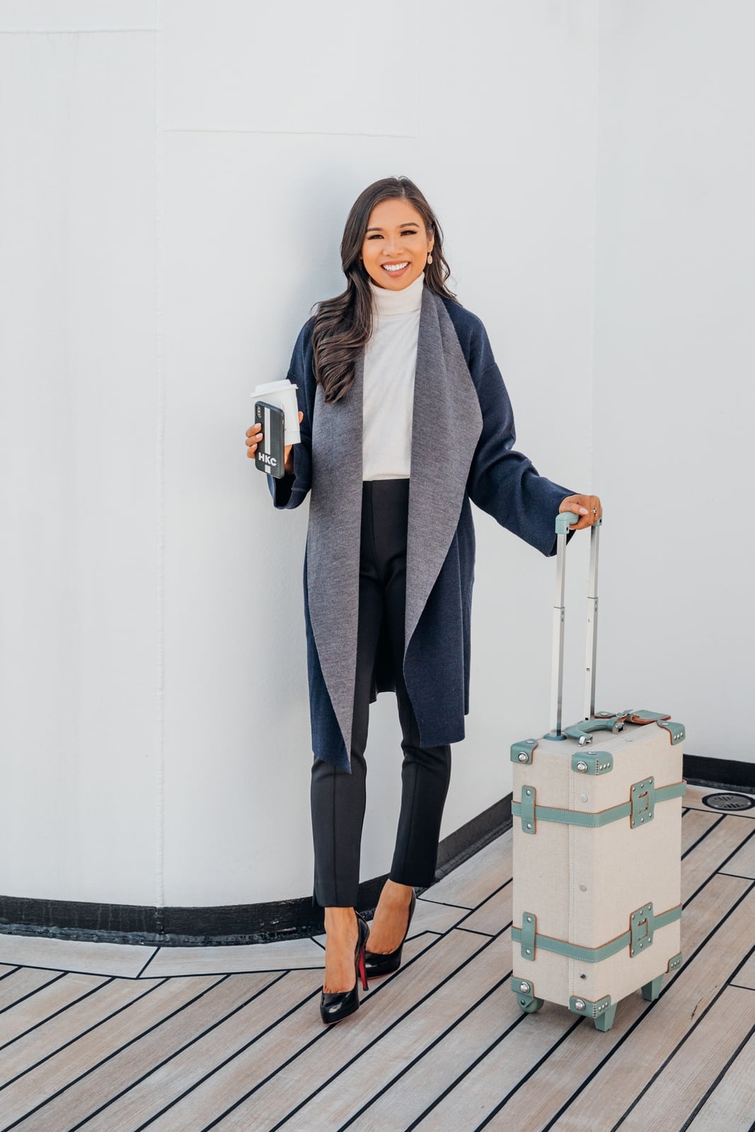 Long Draped Cardigan with Straight Leg Trousers Long Draped Cardigan with Straight Leg Trousers — Classy Travel Outfits