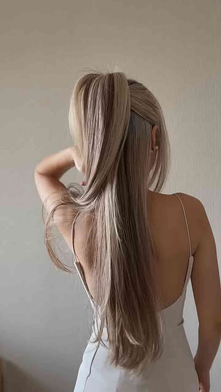 Ash Blonde High Ponytail With Wrapped Base Ash Blonde High Ponytail With Wrapped Base — Classy Trending Hairstyle