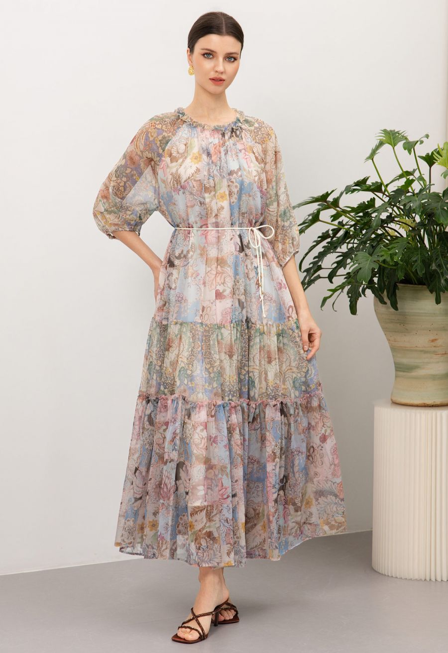 Pastel Multi-Colored Chiffon Tiered Maxi Dress — Classy Tropical Outfits