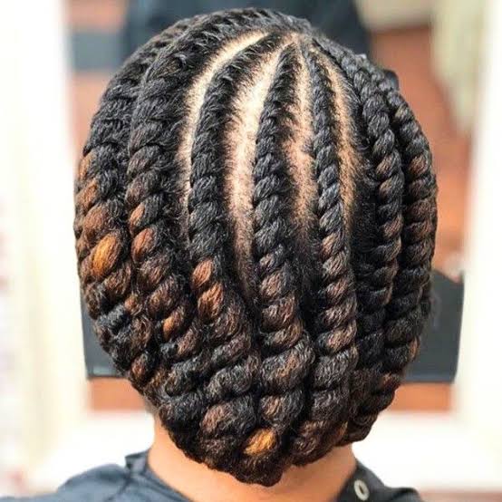 Mid-Back Dark Brown Flat Twists With Auburn Highlights — Classy Twist Hairstyles