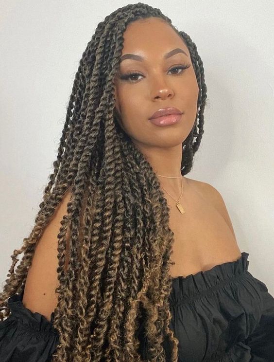 Long Passion Twists Black And Brown Blend — Classy Twist Hairstyles
