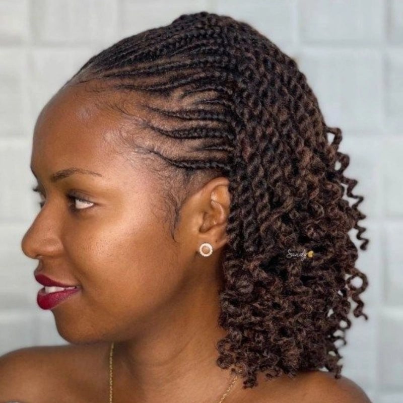 Dark Brown Braided Crown With Twisted Curls — Classy Twist Hairstyles