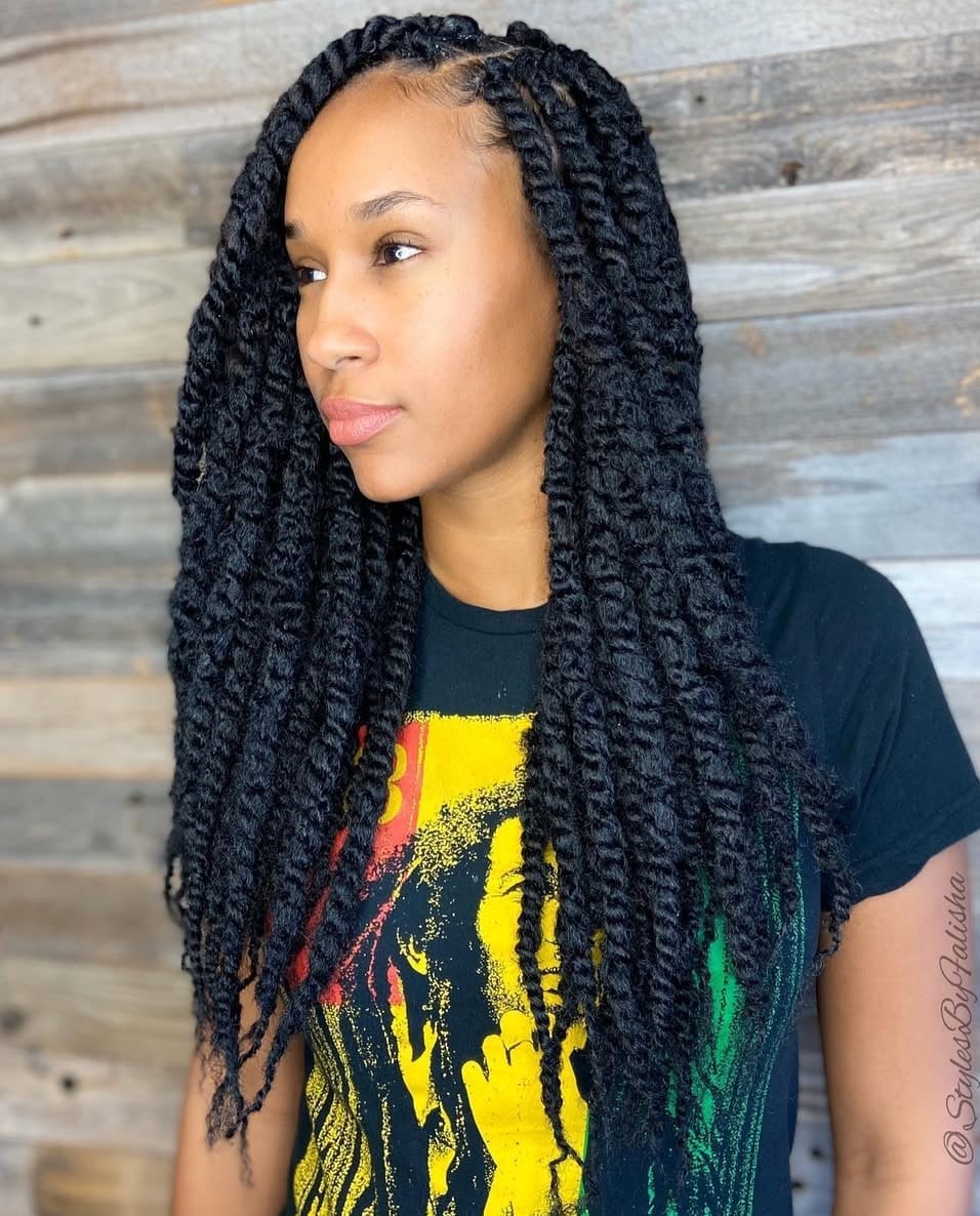 Mid-Back Black Two-Strand Twists — Classy Twist Hairstyles