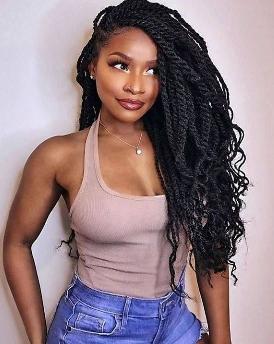 Long Mid-Back Black Kinky Twists — Classy Twist Hairstyles