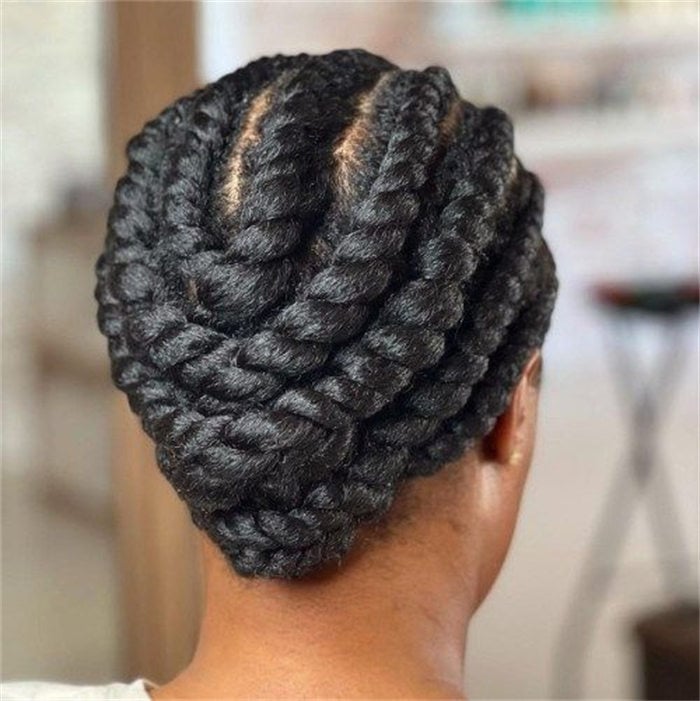 Black Hair Intricate Flat Twist Updo — Classy Twist Updo