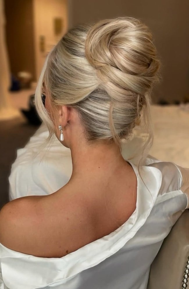 Voluminous Wavy Blonde Updo — Classy Twist Updo