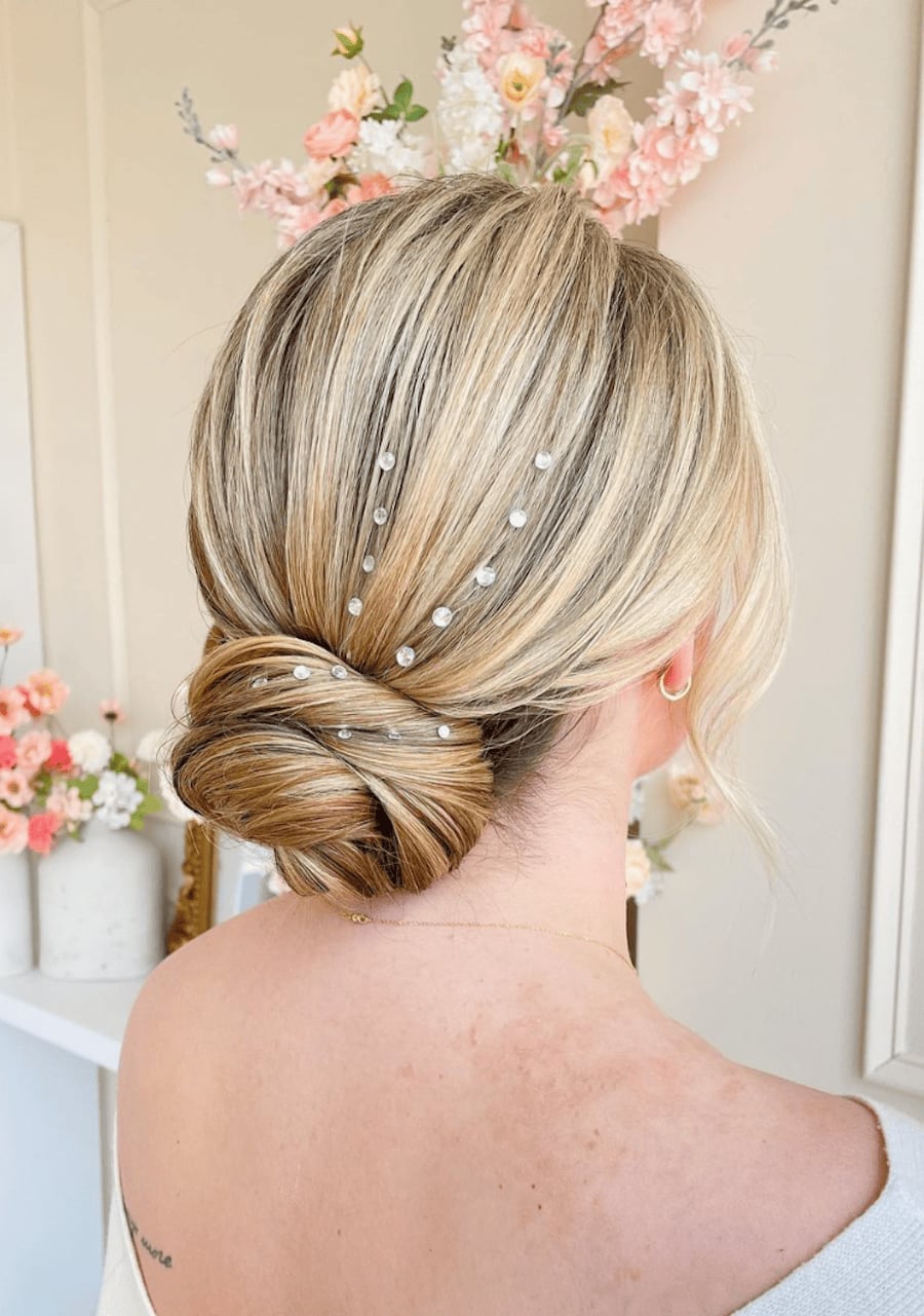 Blonde Low Twisted Bun With Pins — Classy Twist Updo