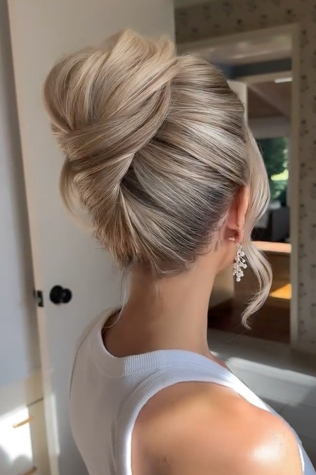Sculpted Blonde French Twist With Volume — Classy Twist Updo