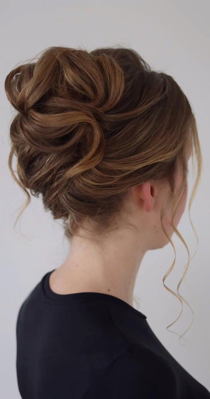 Medium Brown Twisted Bun With Cascading Curls — Classy Twisted Styles