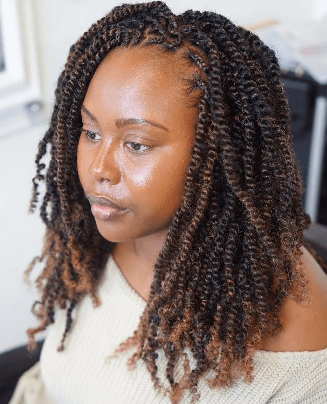 Shoulder Length Kinky Twists With Braids — Classy Twisted Styles