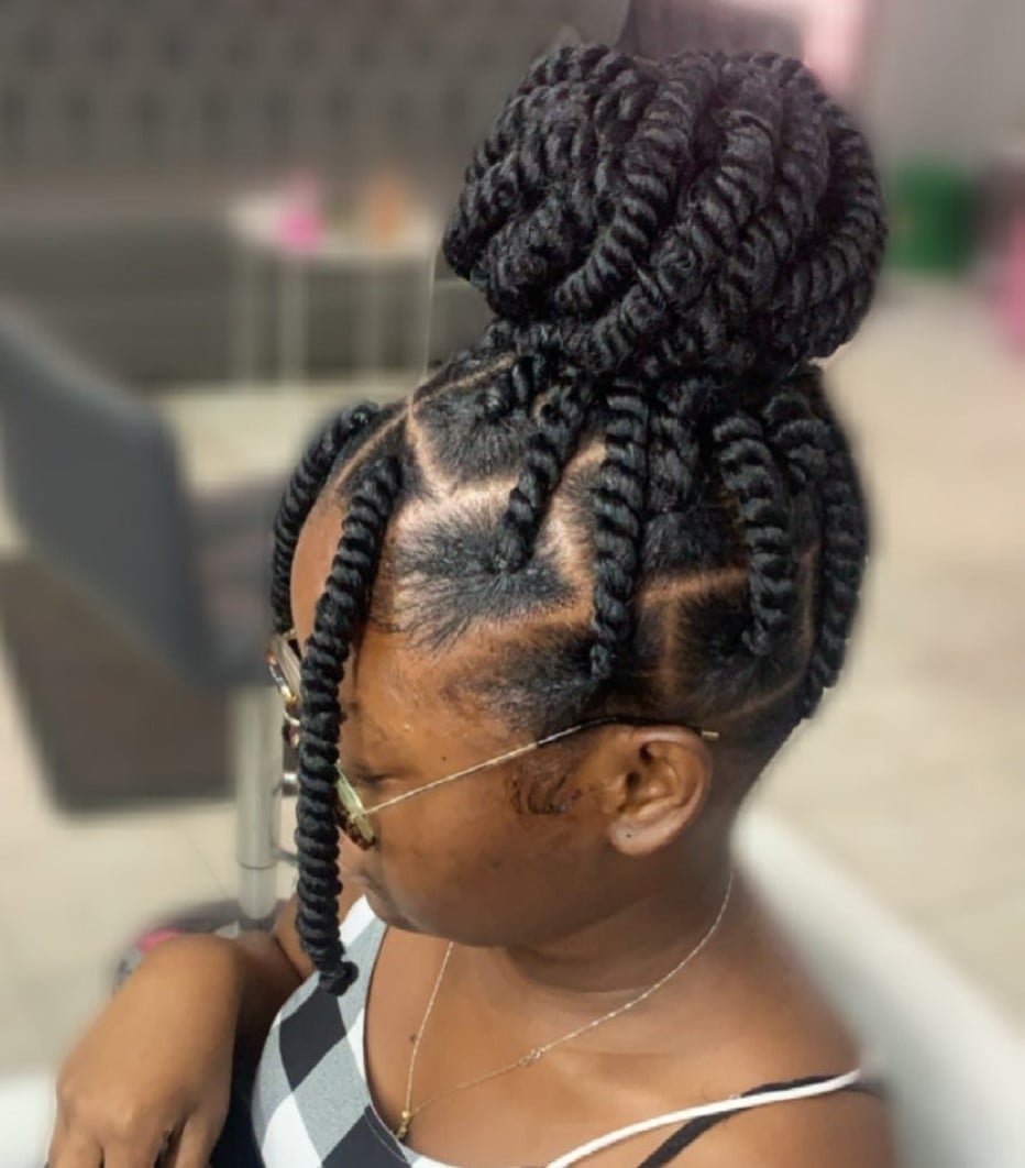 Large Black Coily Twisted Bun — Classy Twisted Styles