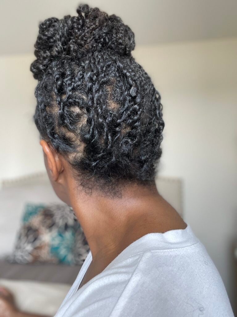 High Bun With Twists, Collarbone — Classy Two Strand Twists Natural Hair
