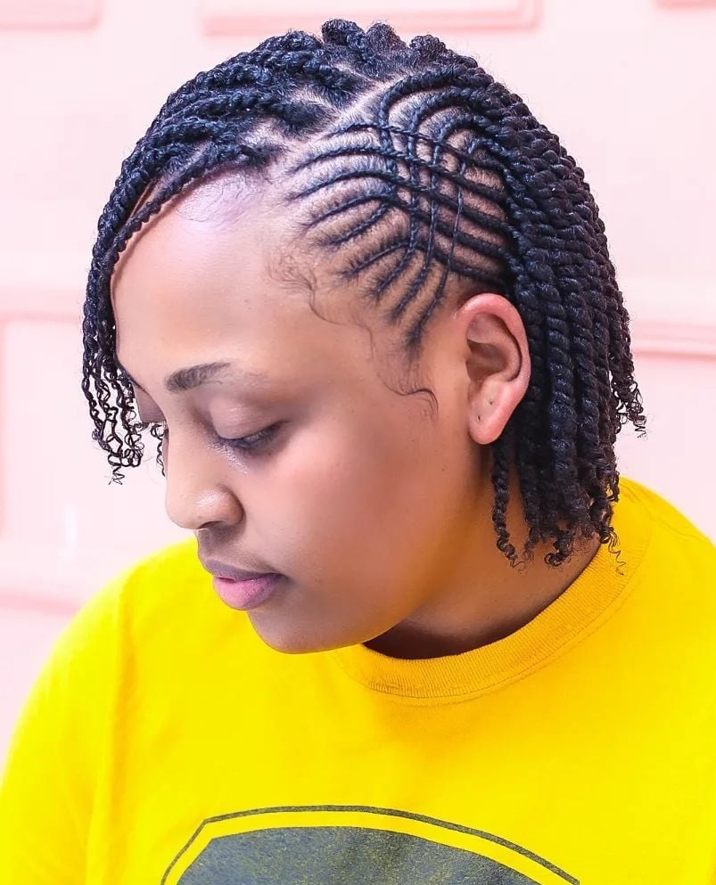 Short Bob Twists With Cornrows — Classy Two Strand Twists Natural Hair
