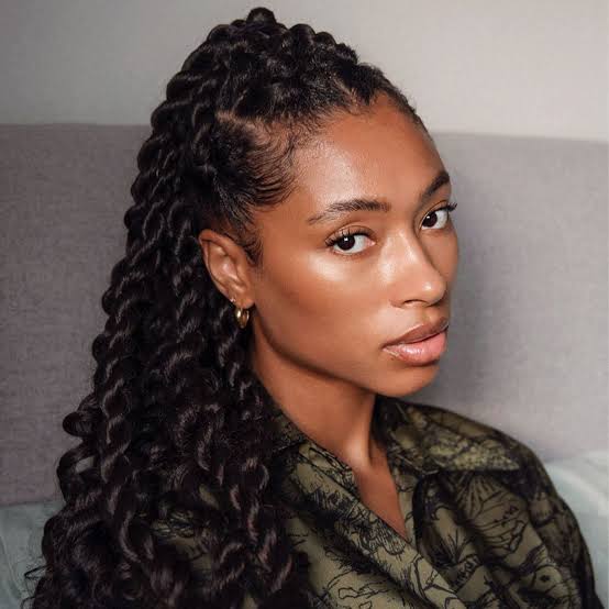 Dark Brown Twists With Loose Curls — Classy Two Strand Twists Natural Hair