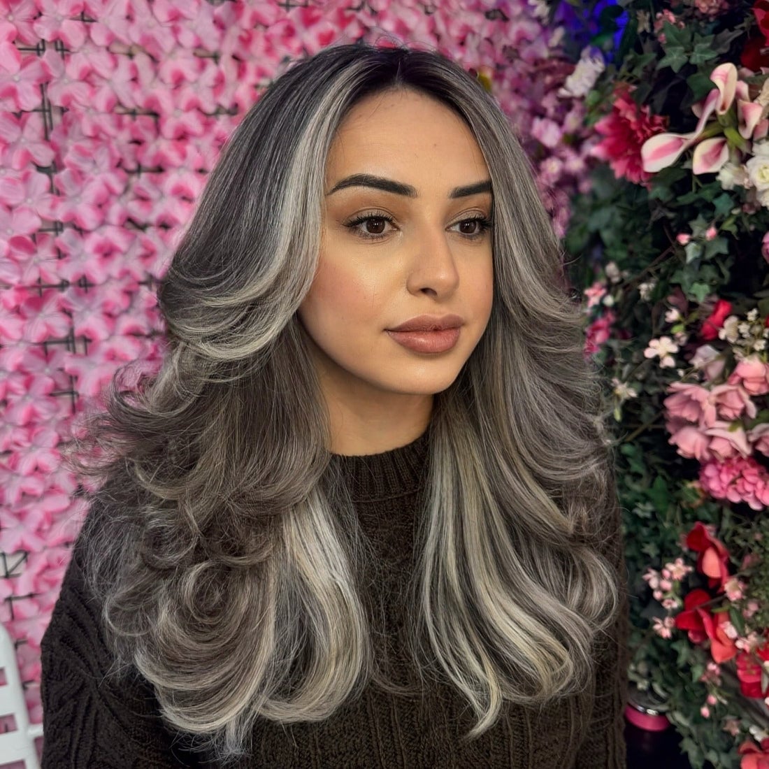 Collarbone Lob With Grey And Silver — Classy Two Tone Hair
