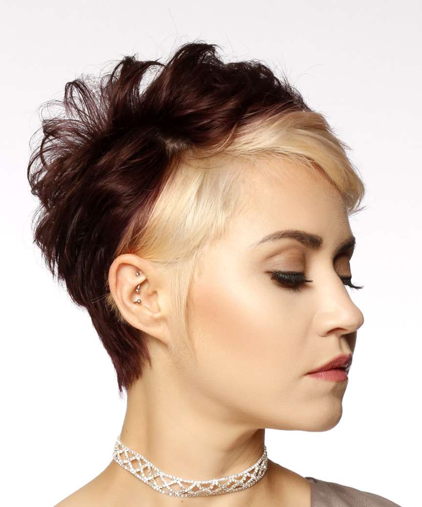 Short Textured Pixie With Platinum — Classy Two Tone Hair
