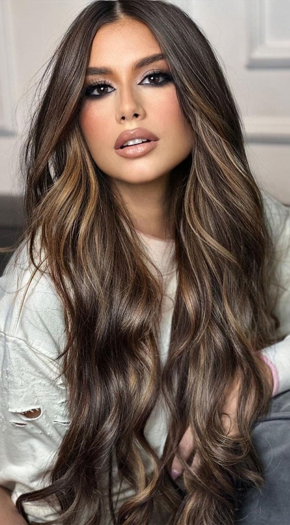 Mid-Back Hair With Curtain Bangs — Classy Two Tone Hair
