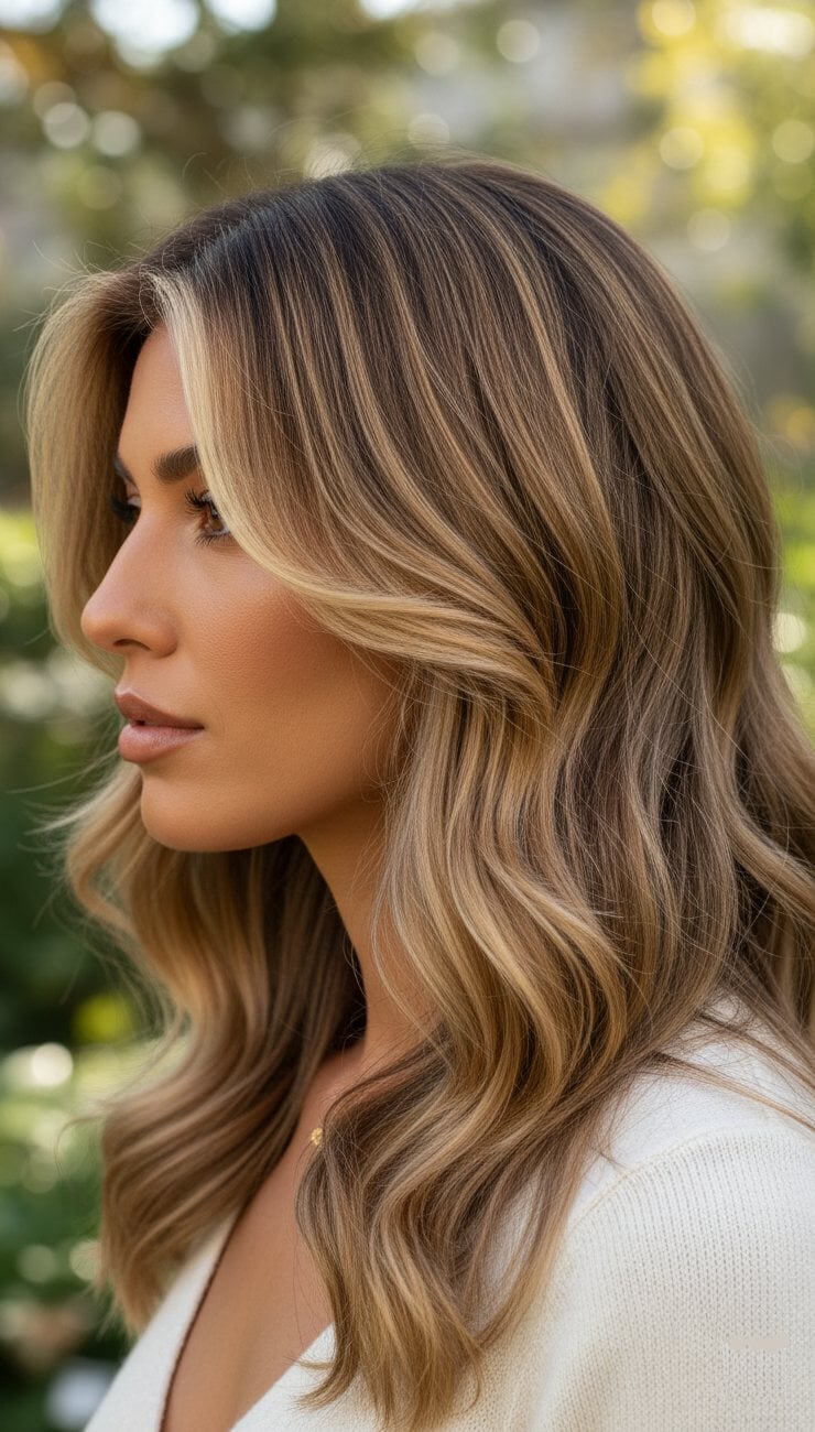 Dark Brown Base With Blonde Balayage — Classy Two Tone Hair