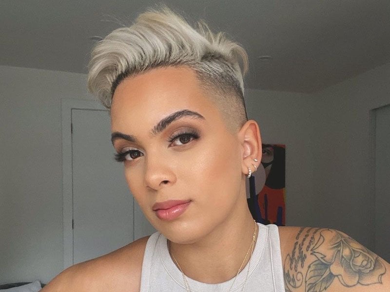 Platinum Blonde Pixie With Bold Undercut — Classy Undercut Pixie