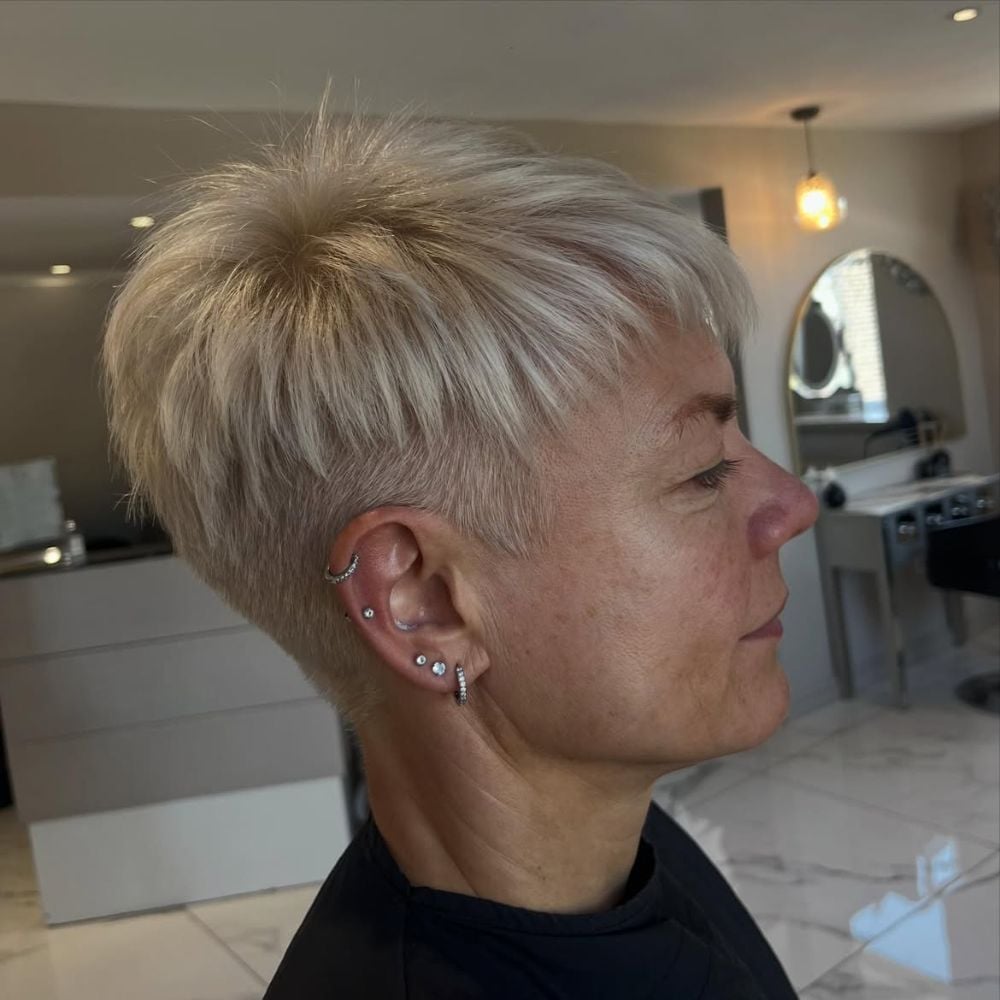Ash Blonde Pixie With Smooth Styling — Classy Undercut Pixie