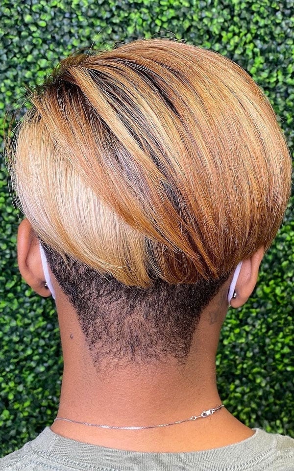 Honey Blonde Pixie With Undercut Nape — Classy Undercut Pixie