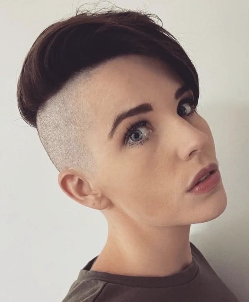Dark Brown Pixie With Voluminous Top — Classy Undercut Pixie