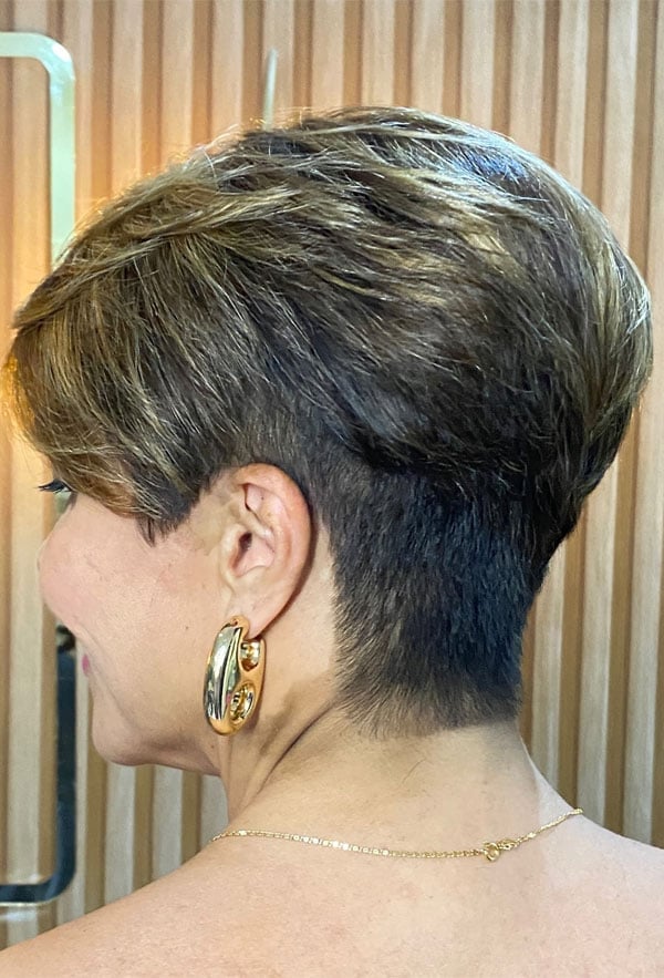 Dark Blonde Pixie With Stacked Back — Classy Undercut Pixie