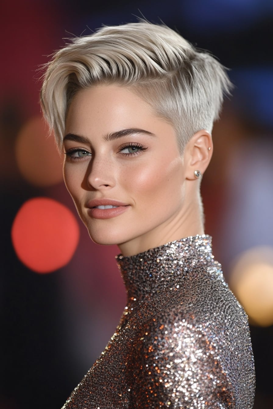 Platinum Pixie With Edgy Styling — Classy Undercut Pixie