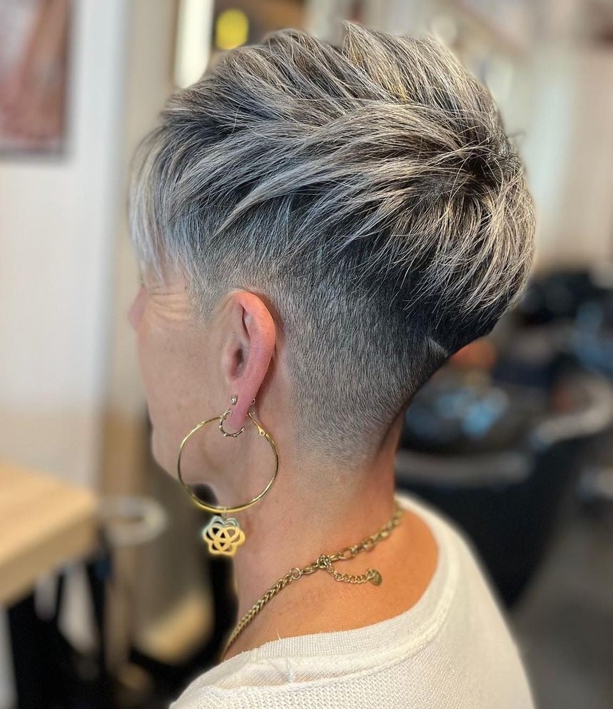 Grey Pixie With Spiky Layers — Classy Undercut Pixie