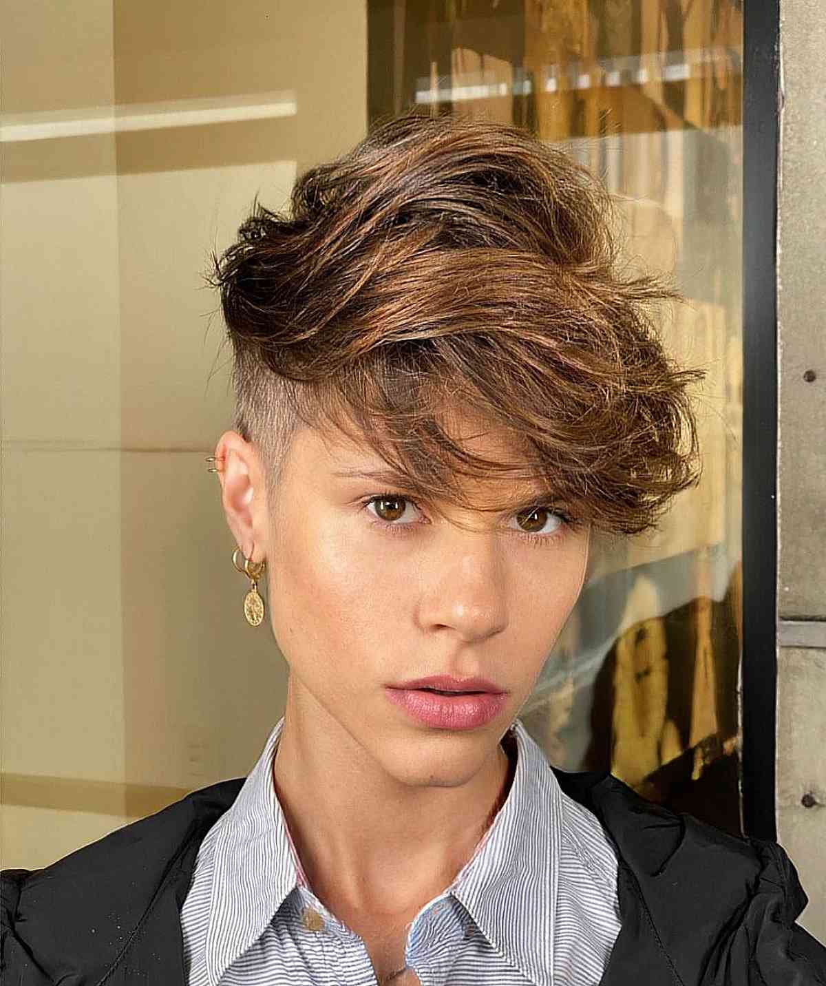 Brown Auburn Pixie With Volume — Classy Undercut Pixie