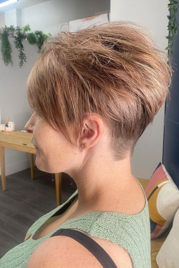 Light Brown Pixie With Highlights — Classy Undercut Pixie