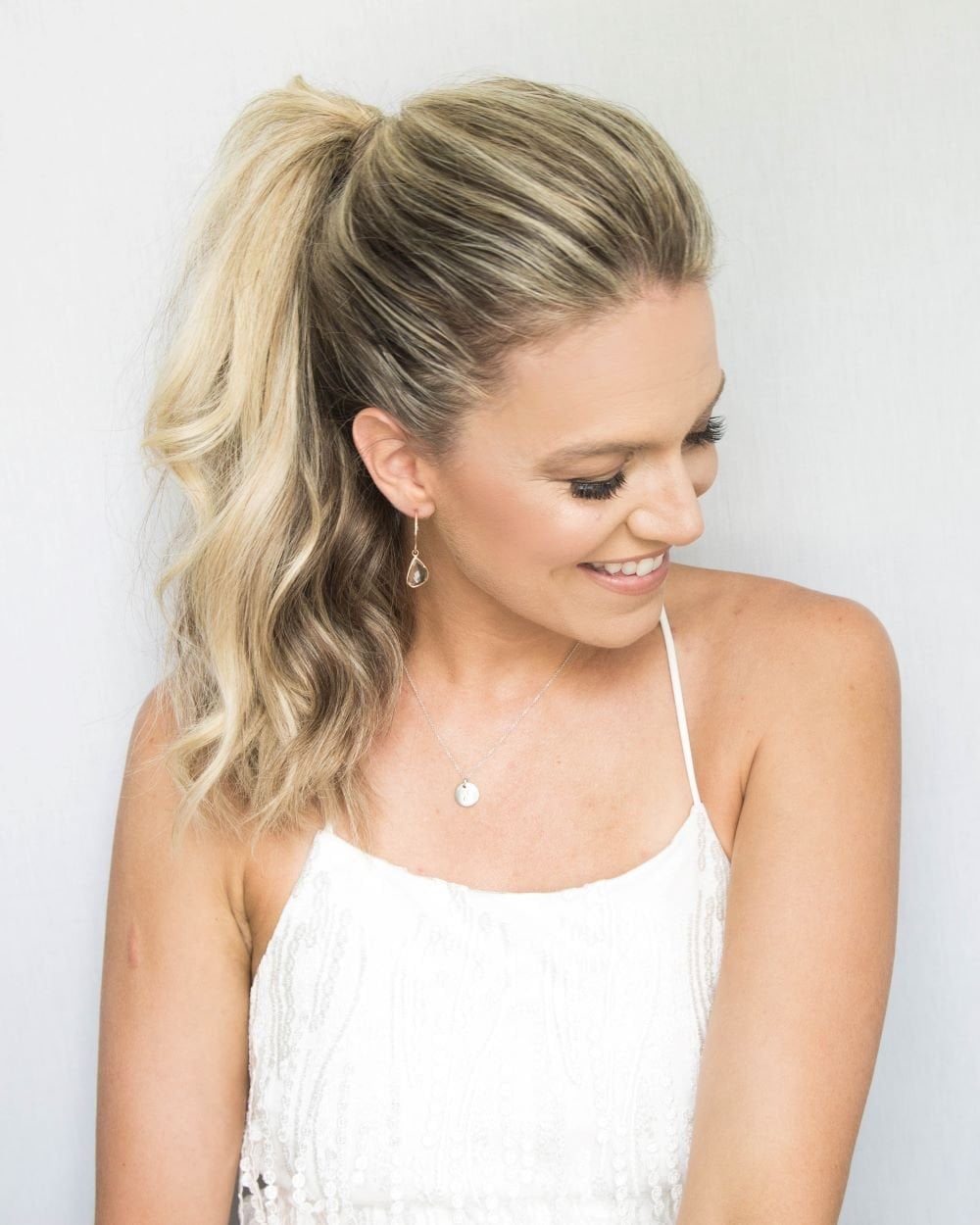 Dark Brown High Ponytail With Soft Waves — Classy Updo Ponytail