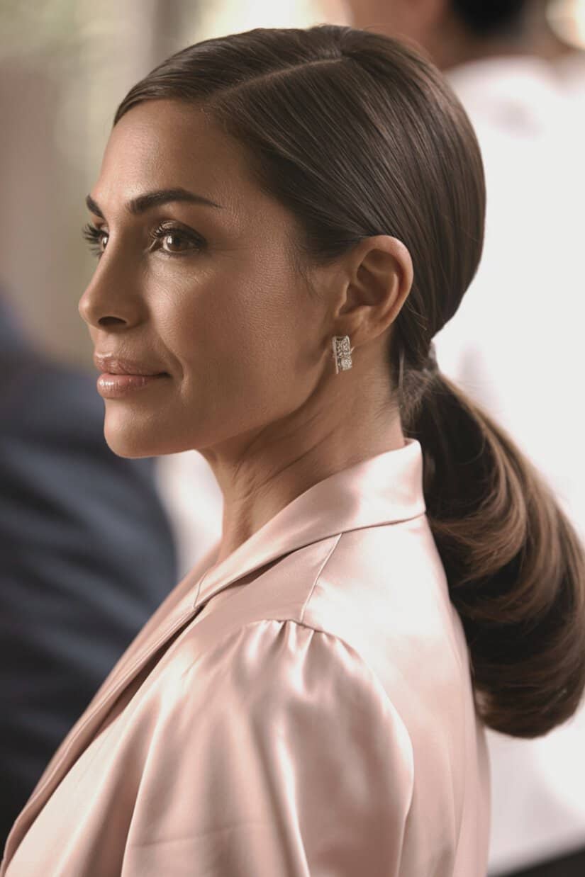 Dark Brown Sleek Low Ponytail — Classy Updo Ponytail