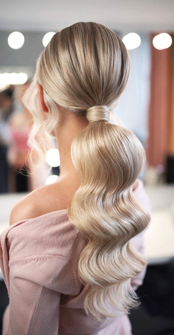Elegant High Ponytail With Sculpted Waves — Classy Updo Ponytail