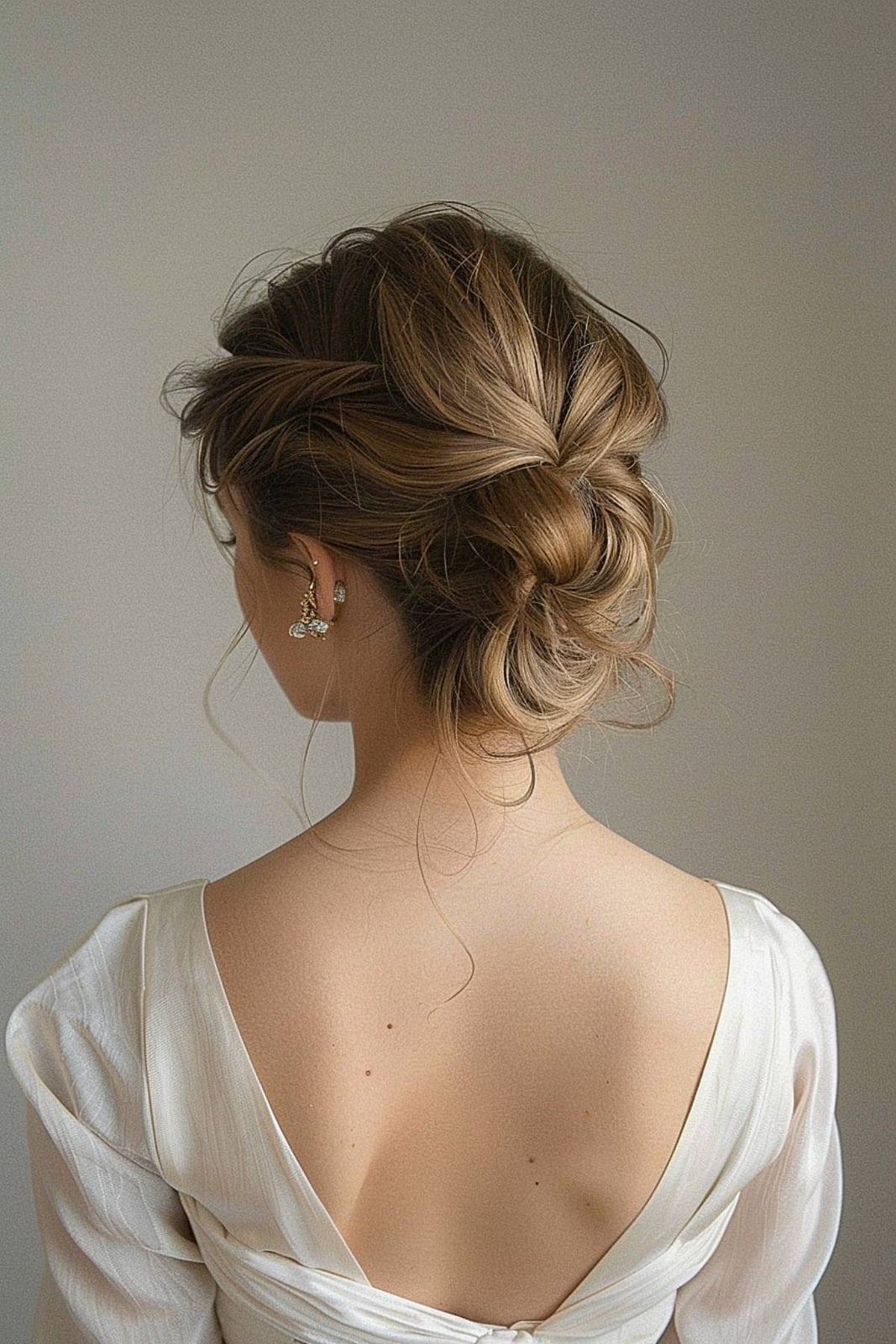 Loose Textured Medium Blonde Bun Loose Textured Medium Blonde Bun — Classy Updo Wig