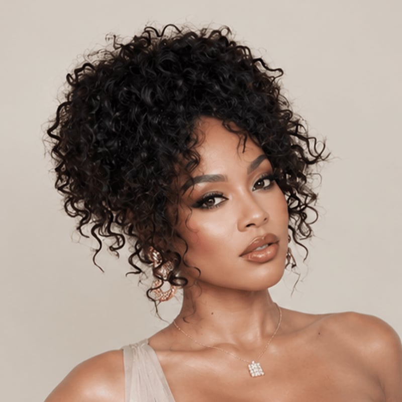Voluminous Curly Black Updo Voluminous Curly Black Updo — Classy Updo Wig