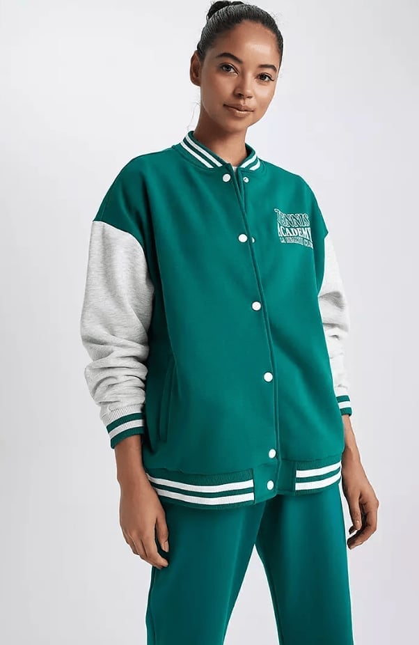 Green Varsity Jacket With White Details Green Varsity Jacket With White Details — Classy Varsity Jacket Outfits