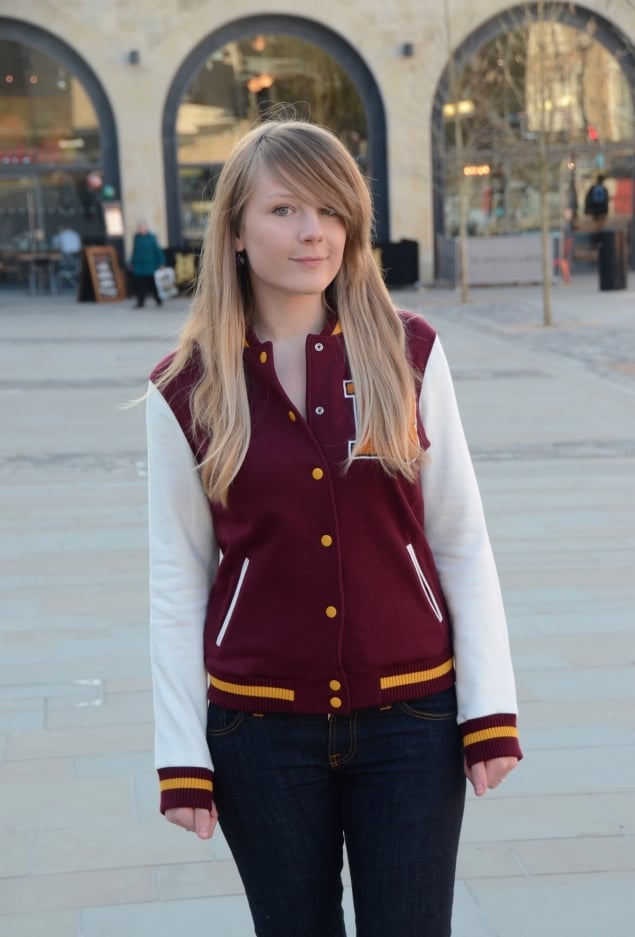 Burgundy Varsity Jacket With Yellow Trim Burgundy Varsity Jacket With Yellow Trim — Classy Varsity Jacket Outfits