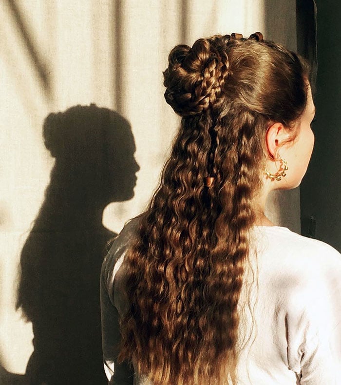 Mid-Back Half Updo With Braids And Waves Mid-Back Half Updo With Braids And Waves — Classy Viking Braids