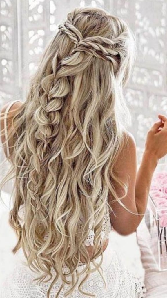 Mid-Back Braided Crown With Loose Waves Mid-Back Braided Crown With Loose Waves — Classy Viking Braids