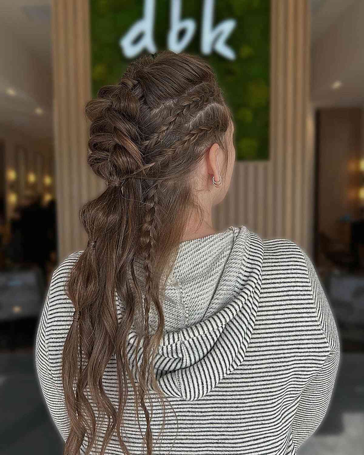 Mid-Back Braids With Ponytail And Highlights, Wavy Mid-Back Braids With Ponytail And Highlights, Wavy — Classy Viking Braids