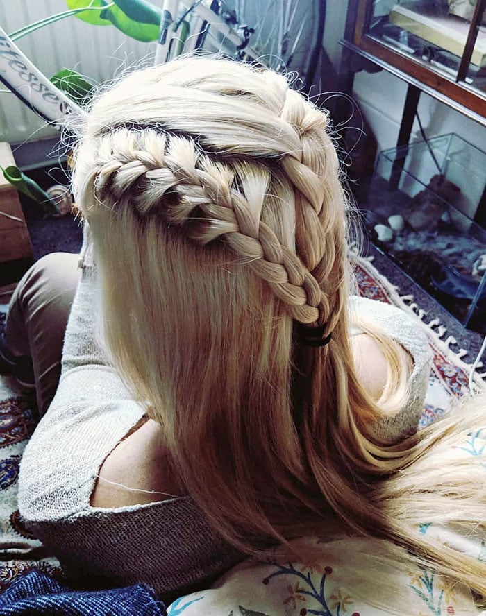 Mid-Back Light Blonde With Intricate Braids Mid-Back Light Blonde With Intricate Braids — Classy Viking Braids