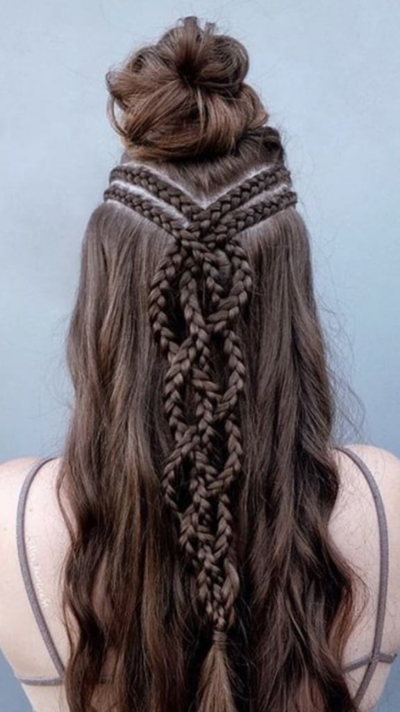 Mid-Back Braids With Top Knot Mid-Back Braids With Top Knot — Classy Viking Braids
